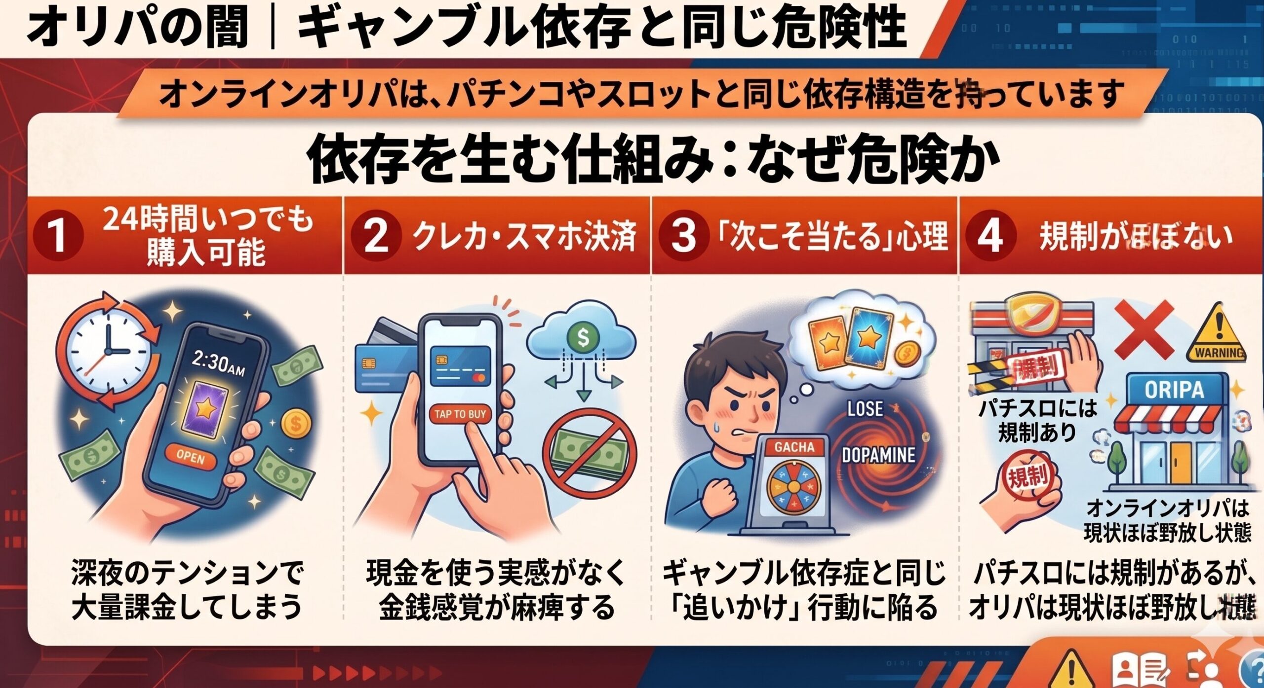 オリパはギャンブル依存になる危険性がある